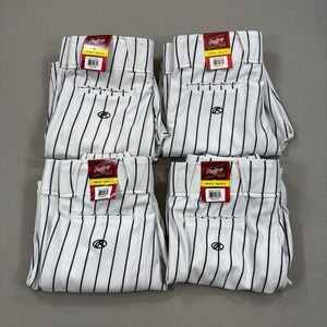 NWT Rawlings Baseball Pants‎ 4x Men's Medium Black White Pinstripe Semi-Relaxed